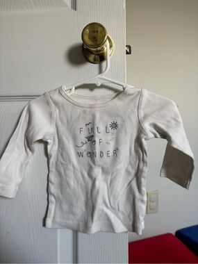 Carter's White Long-Sleeve Tee with 'Full of Wonder' Embroidery